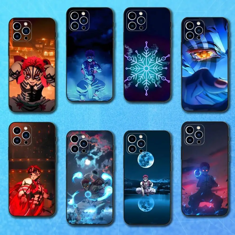 

A-Akaza D-Demon S-Slayer Phone Case For iPhone 17,16,15,14,13,12,11 Plus,Pro Max,XS,X,XR,SE,Mini,8,7,Soft Silicone Black Cover