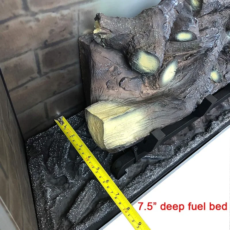 PuraFlame Klaus Electric Fireplace Insert with Fire Crackling Sound Glass Door and Mesh Screen, 750/1500W, Black