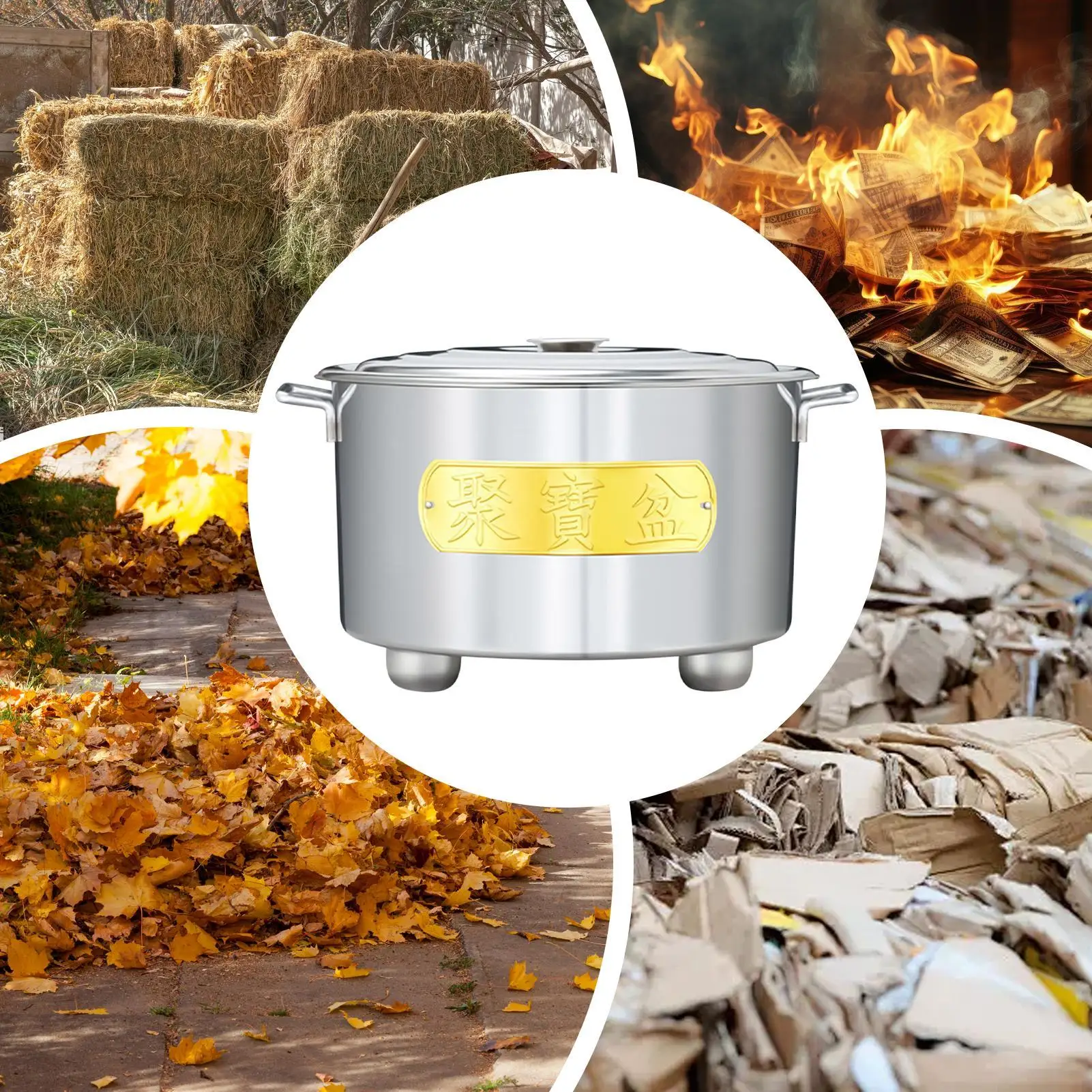 

Burn Barrel Stainless Steel Incinerator Burner Portable Paper Money Burn Bin With Lid For Wood Garbage Garden Backyard Farm