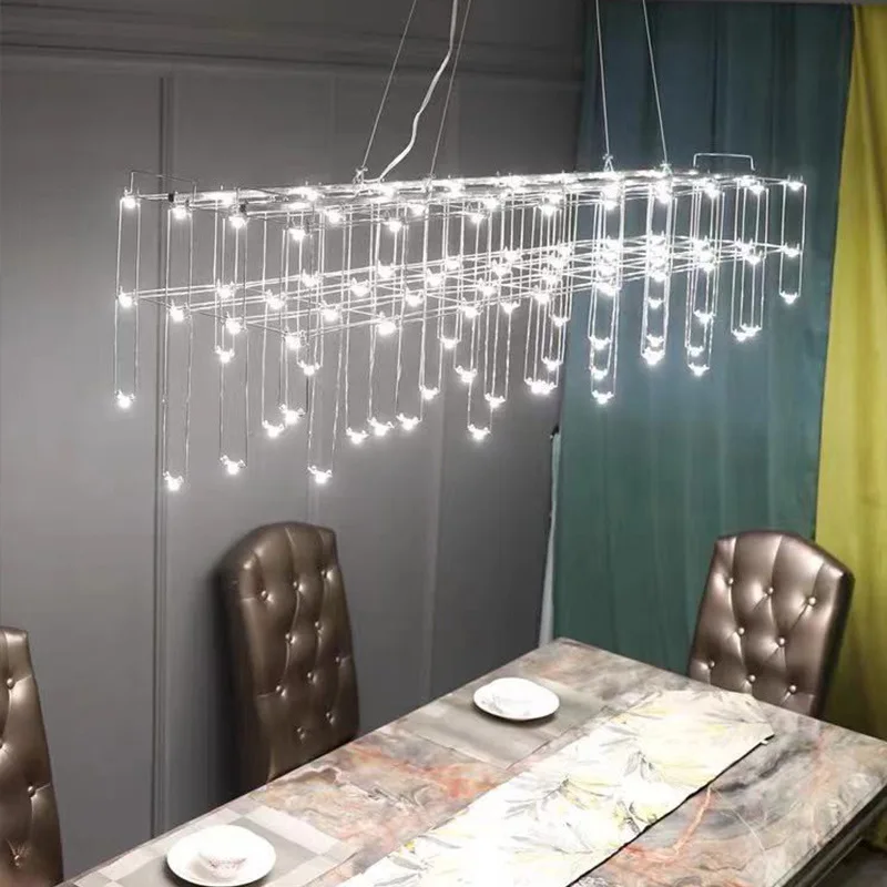 

Designer Long Pendant Lamp - Modern Minimalist Linear Chandelier for Dining Room, Bar Hotel Front Desk Lights & Lighting JT40