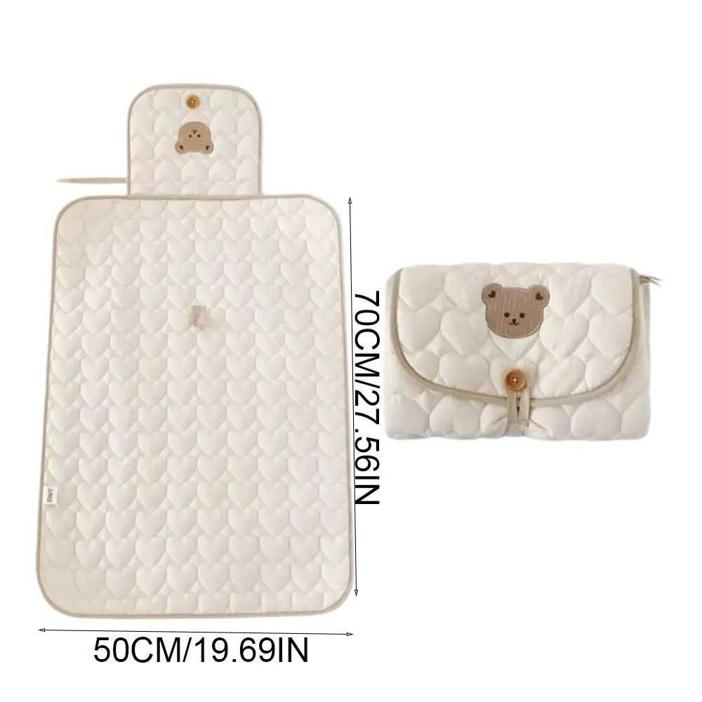 Urso fralda mudando almofada de algodão à prova dwaterproof água bebê mudando almofada multifuncional dobrável fralda mudando capa