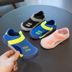 Baby Sports Sandals New Fashion Kids Shoes Girls Boys Pu Breathable Mesh Mix Color Anti-slip Beach Toddler Sandal Children Shoes