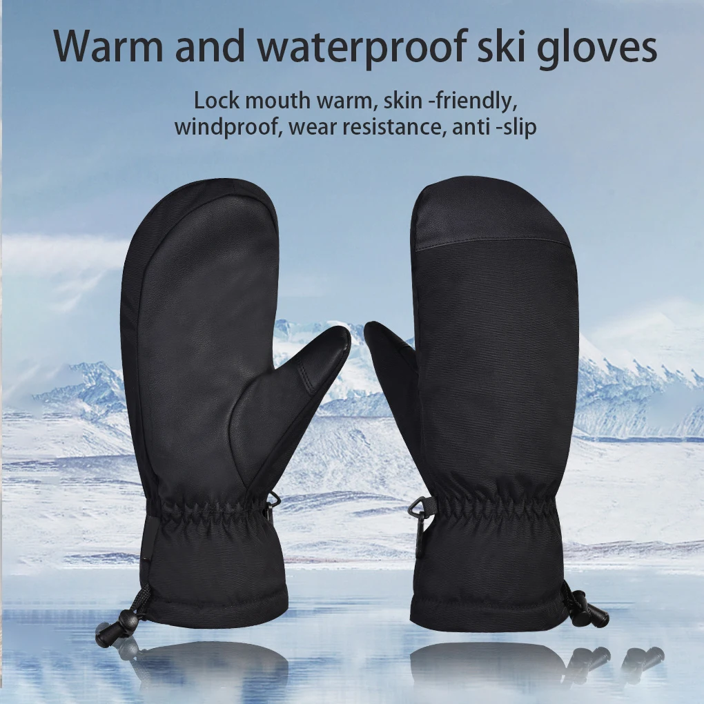 1 Pair Winter Ski Gloves Waterproof Nonslip Motorbike Mittens Woman Man