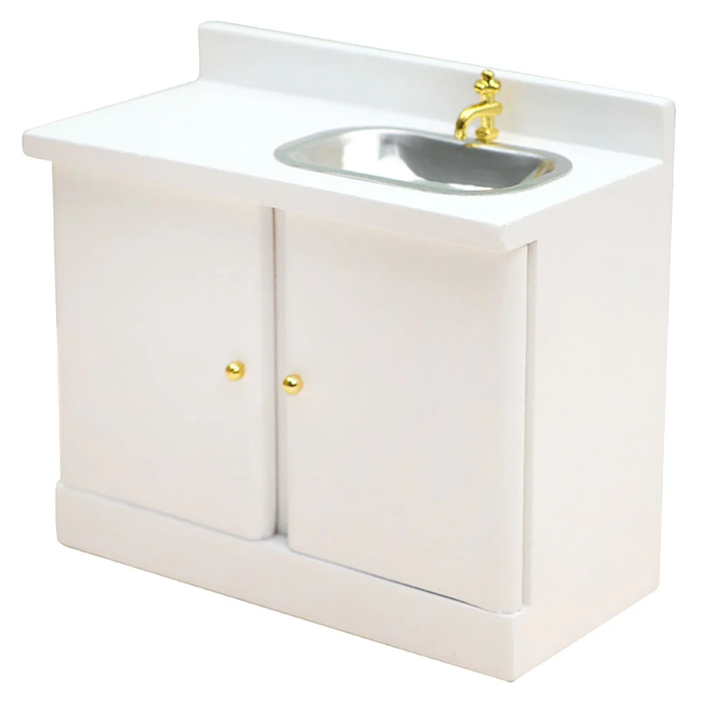 Dollhouse Miniature Cabinet Toy Accessory Decoration Sink Counter Household Furniture