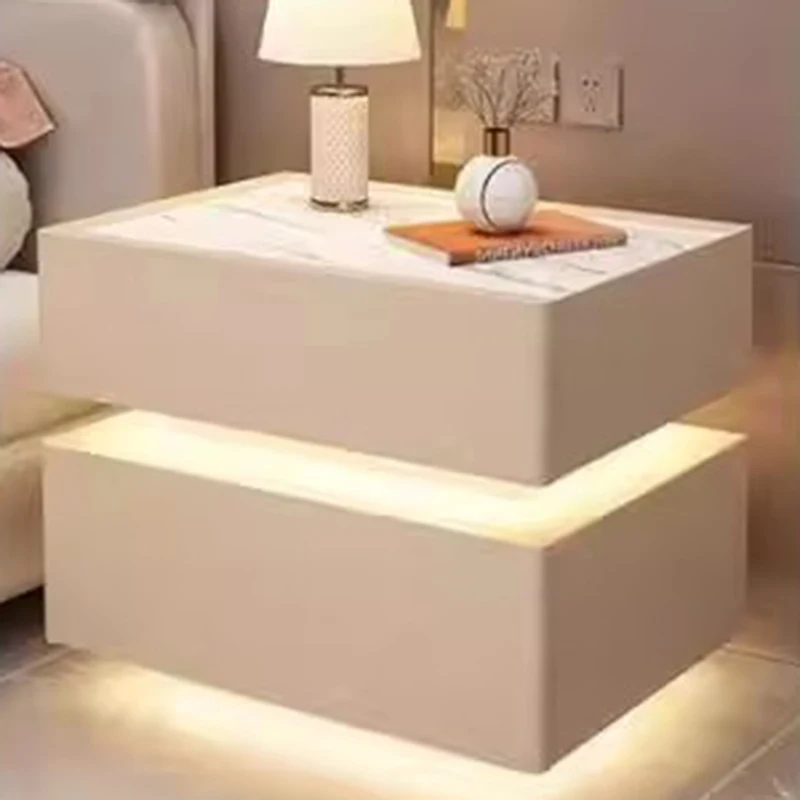 طاولة بجانب السرير لغرفة النوم المتنقلة شحن خزائن ذكية حديثة فاخرة لغرفة المعيشة ومنضدة منظم أثاث منزلي Criado Mudo