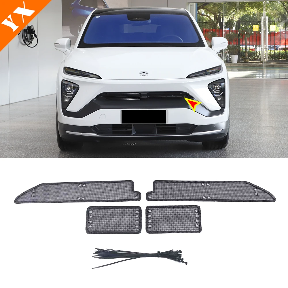 Stainless Garnish Trim Car Front Grille Anti-insect Net And Dust-proof Net Decor Cover For Nio ES6 EC6  Accessories 2019-2022