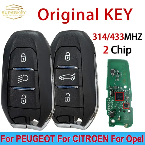 SUPERKEY 푸조 208 308 3008 5008 시트로엥 C4 C3 스페이스투어 314.85 433MHZ 4A 칩, 스마트 자동차 헤드 라이트 OEM 키 IM3A