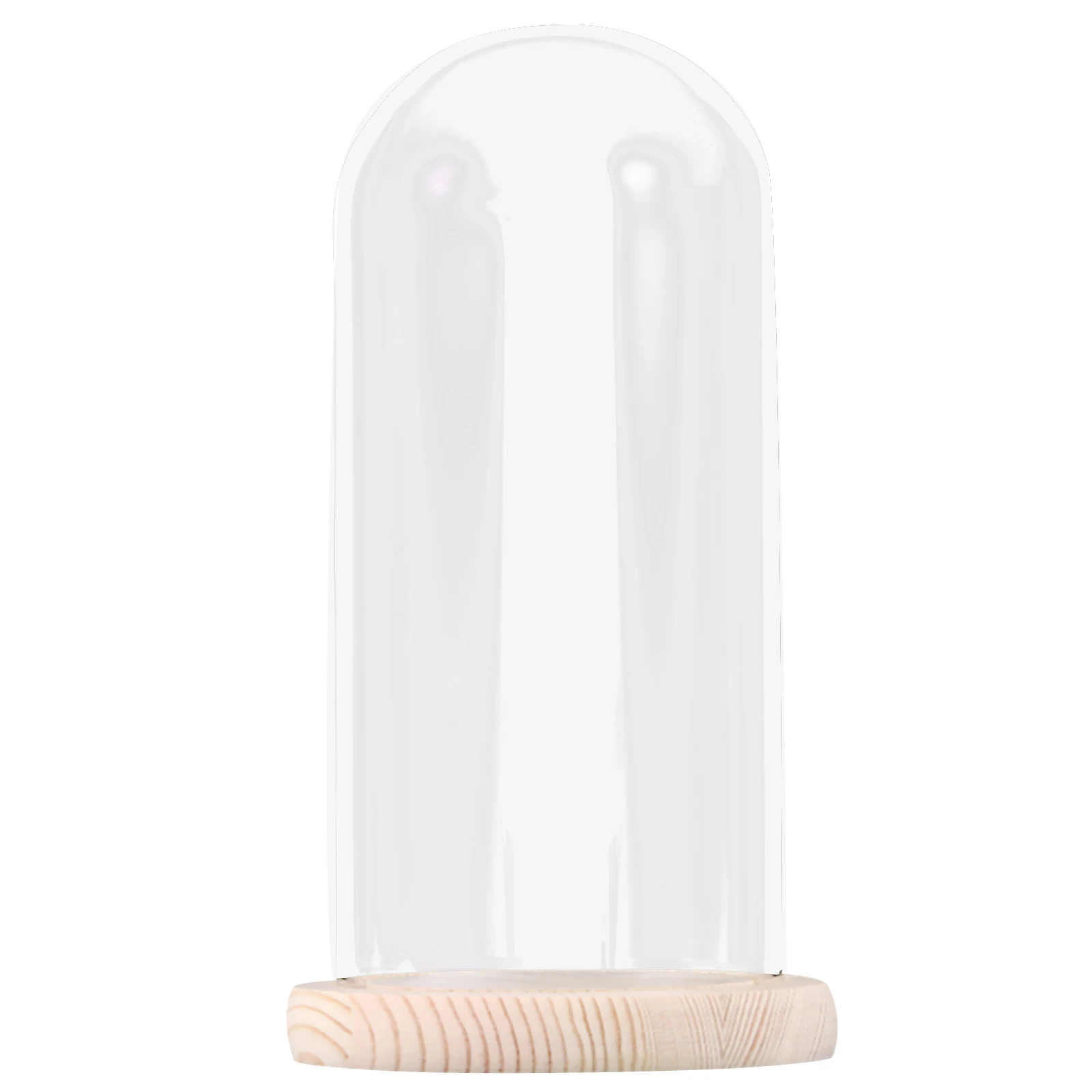 

9x24cm Eternal Flower Glass Dome Transparent Dustproof Cover Handmade Portable Wooden Base Flower Glass Cover for Valentine