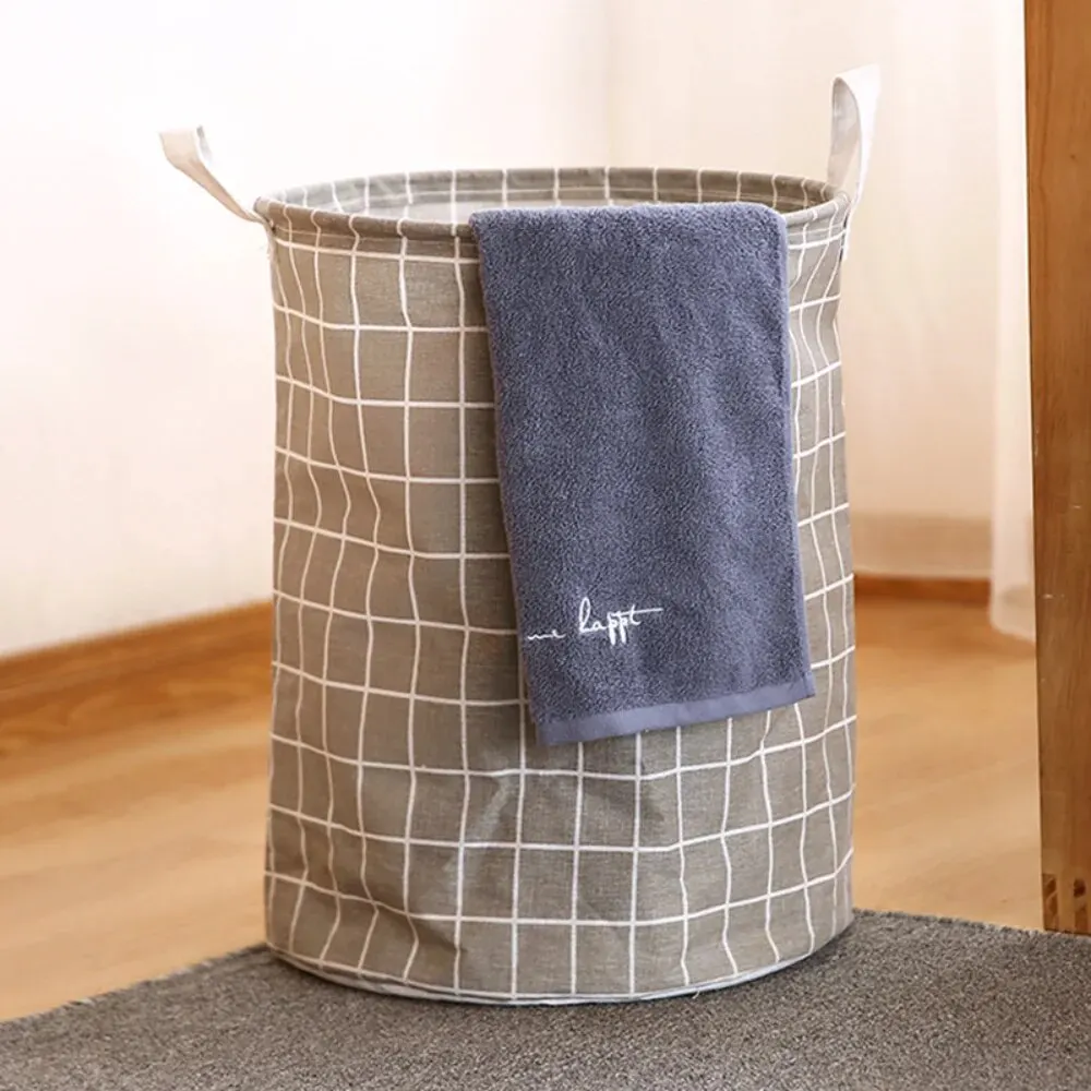 Household Dirty Clothes Basket Large Capacity Collapsible Plaid Fabric Toy Storage Bucket Storage Dirty Clothes Basket