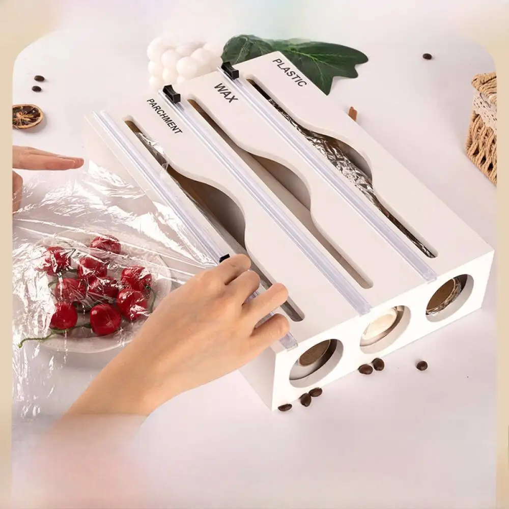 Bamboo Wood Plastic Wrap Cutter Household Simple Kitchen Utensils Grid Multi Function White Divider Manufacturers Brand