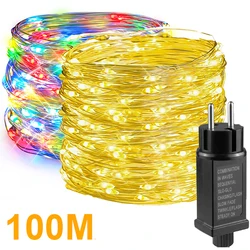 10M-100M Copper Wire LED Christmas Lights Outdoor LED String Garland Light 110V 220V to DC24V Home Room Garden Xmas Tree Decor