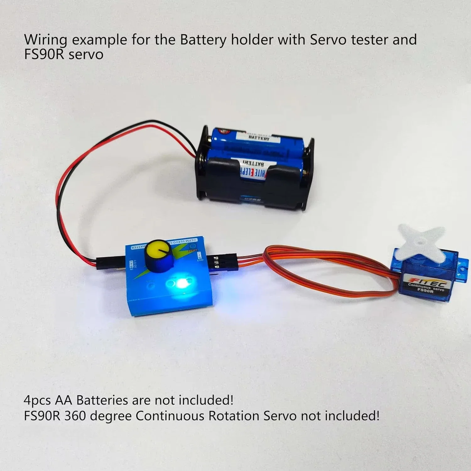 Servo Tester 3CH Digital ESC Speed Controller Checker CCPM Servo Consistency Master + 4 Cell AA Battery Holder Case for  Servo