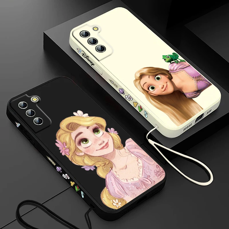 Tangled Disney Princess Phone Case For Samsung Galaxy S24 S23 S22 S21 S20 Pro FE Plus Ultra Liquid Left Rope Cover