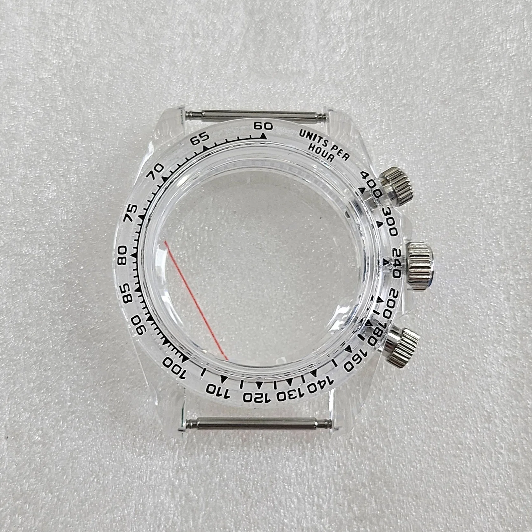 39mm Clear Case Set for Seiko VK63 - Acrylic Crystal & Full Case for Chronograph Assembly