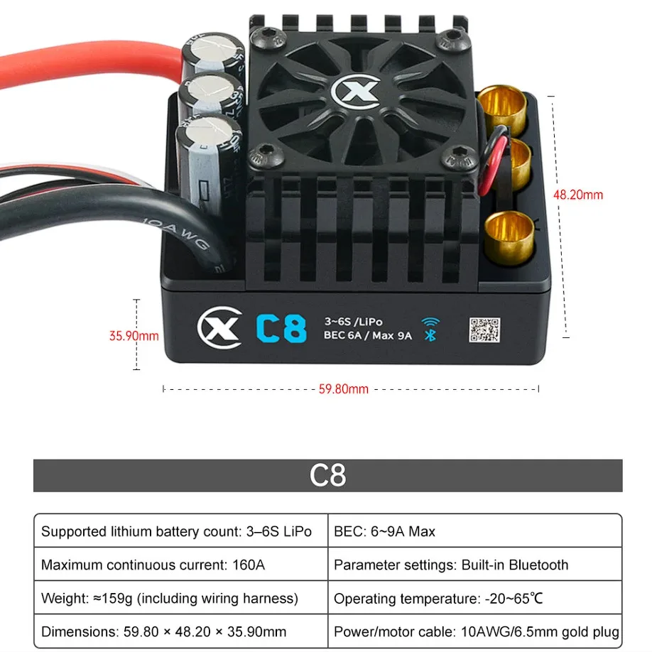 GVM C8 160A Brushless ESC for 1/8 RC Car