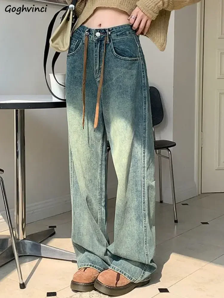 

Wide Leg Full-length Jeans Women Denim Vintage Loose Washed Female Trousers New Arrivals Autumn Korean Style Fashion All-match