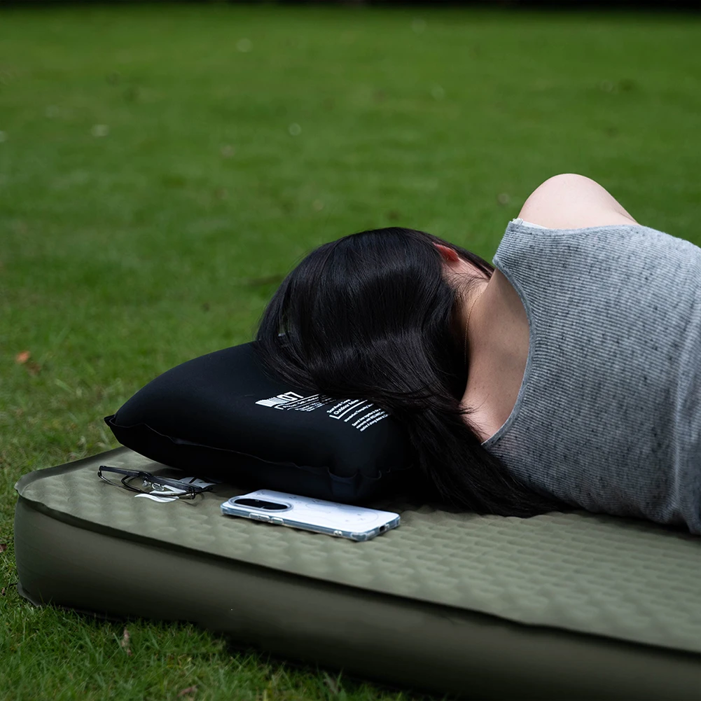 وسادة تخييم قابلة للنفخ محمولة خفيفة الوزن للسفر والمشي لمسافات طويلة وسادة نوم هوائية للرقبة ودعم قطني معدات خارجية #4