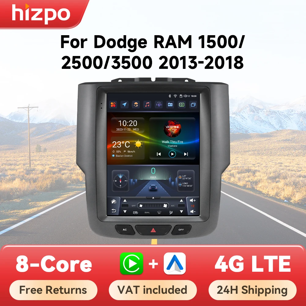 Hizpo Für Tesla Stil Auto Radio Für Dodge Ram 1500 2500 3500 2013-2018 Drahtlose Carplay Auto Multimedia Video Player stereo 4G