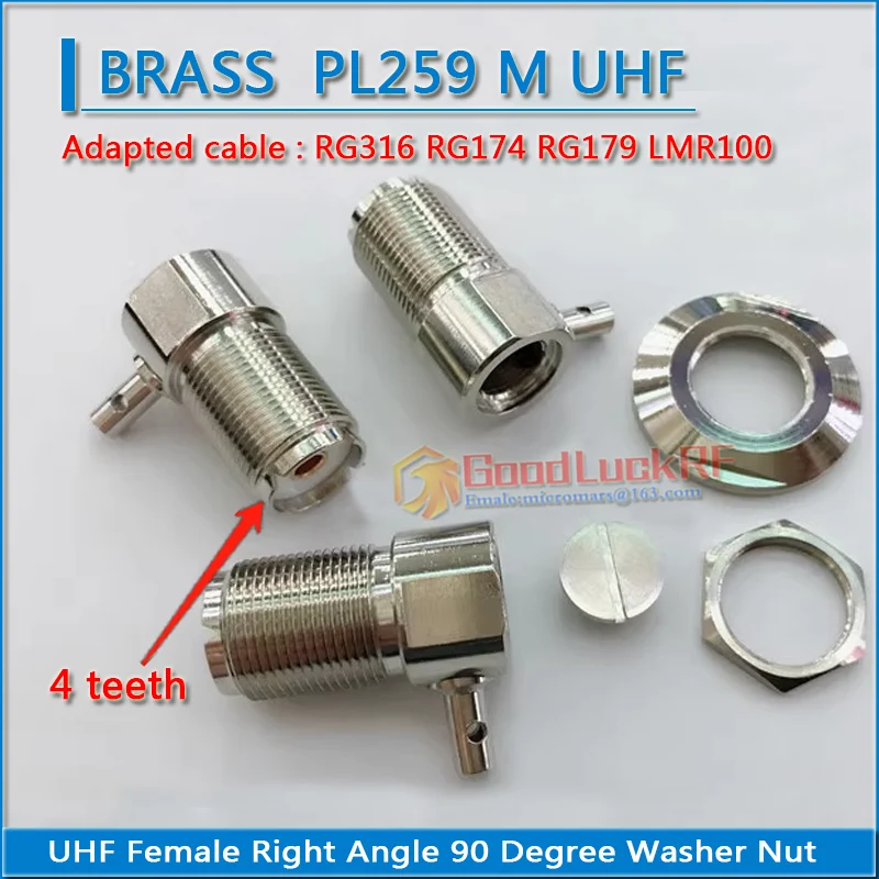 

1X Pcs PL259 SO239 UHF Female Bulkhead Panel Nut Right Angle 90 Degree Crimp For RG316 RG174 RG179 LMR100 RF Connector Adapters