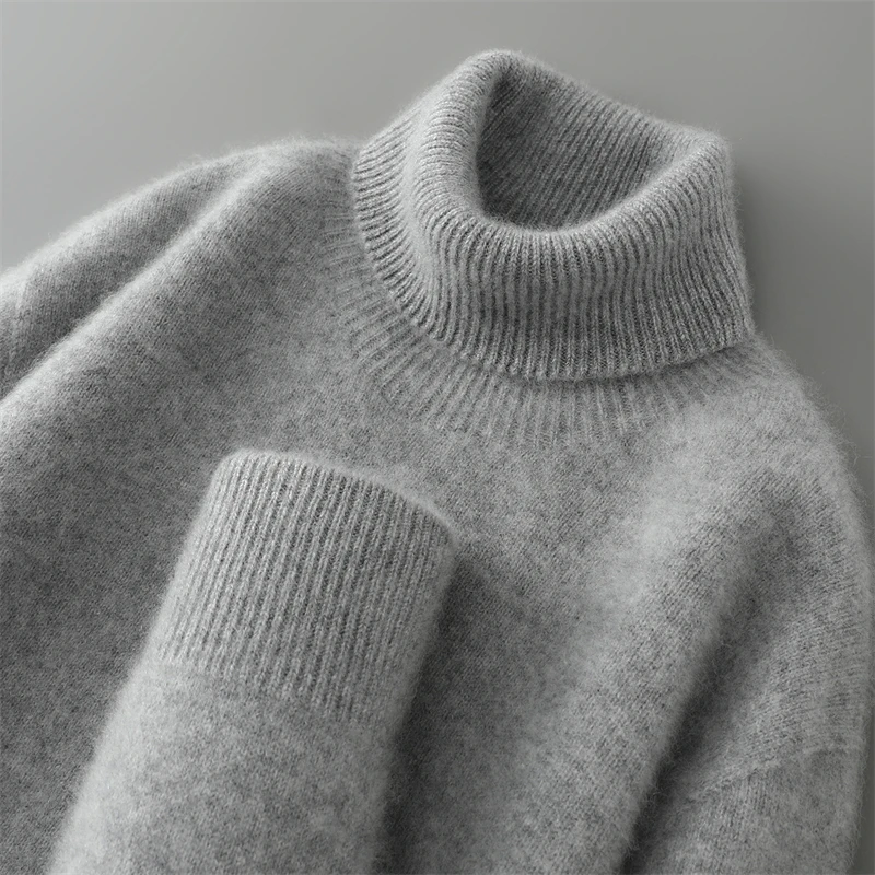Men Fall Winter Turtleneck Sweater Knitted Soft First Line Ready to Wear Clothing Jumpers Basic 100% Wool Pullovers for 2025
