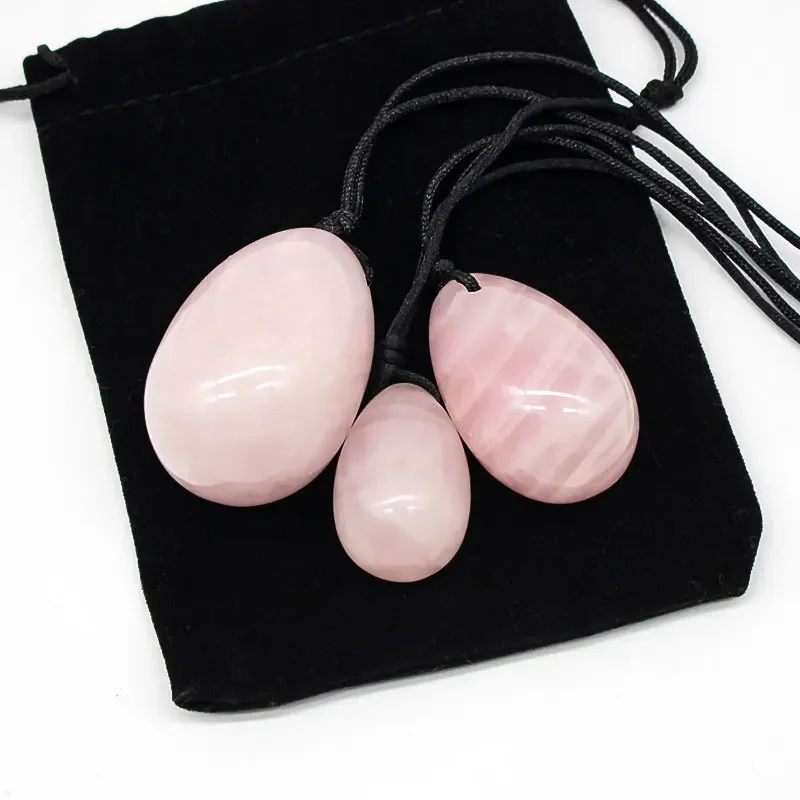 1Set Jade Stone Yoni Egg Set Natural Rose Quartz Vaginal Massage Eggs Ball Repair Vaginal Tightening Kegel Muscle Exercise Care