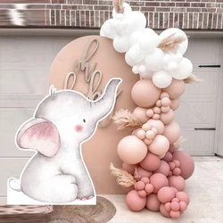 Girl Baby Elephant Cutout Mosaic Board 18/24/36Inch Pink Elephant Stand Prop Board for Baby Shower Birthday Party Backdrop Decor