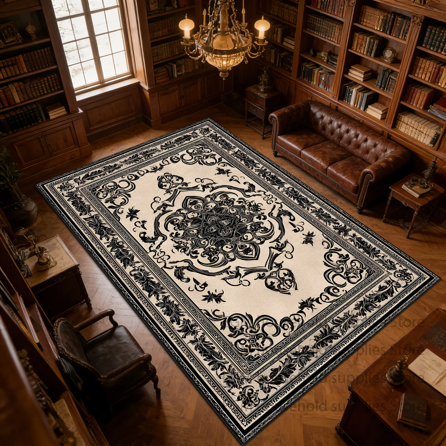 Classical Flower Pattern Carpet Retro Living Room Decoration Foldable Washable Soft Mat Bedroom Sofa Area study Rug non-slip