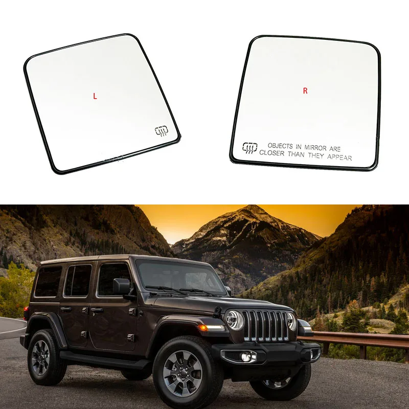 

Side mirror glass suitable for Jeep Wrangler JK models from 2011 to 2017. Rear view mirror glass with reverse heating function