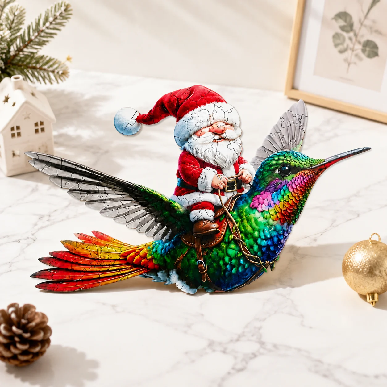 Christmas Journey Wooden Puzzle DIY Jigsaw Puzzle Educational Toy Creative Gift for Adults Teens 14+ Handmade Assembly Game