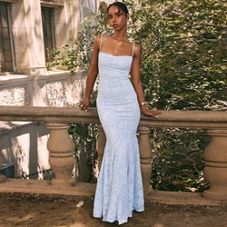Suninheart New Square Neck Backless Suspender Dress with Hip Wrap Sexy Slim Fit Fish Tail Long Retro Evening Dresses 2025
