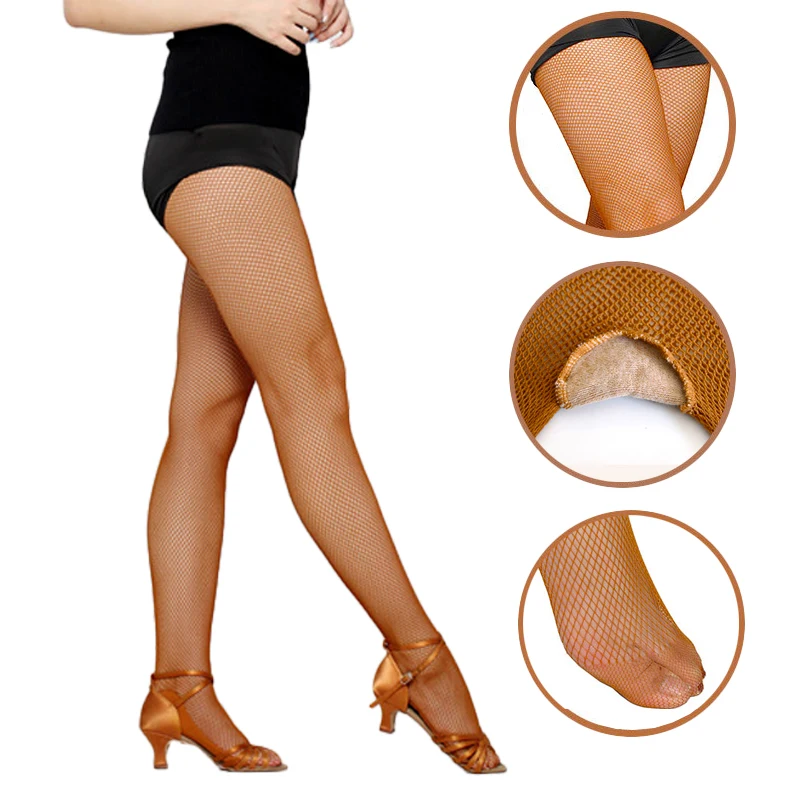 Women's Kid's Soft Net Latin Dance Fishnets Tights Closed Toe and Open Toe for Ballroom and Salsa Dancing Basic Nylon Pantyhose