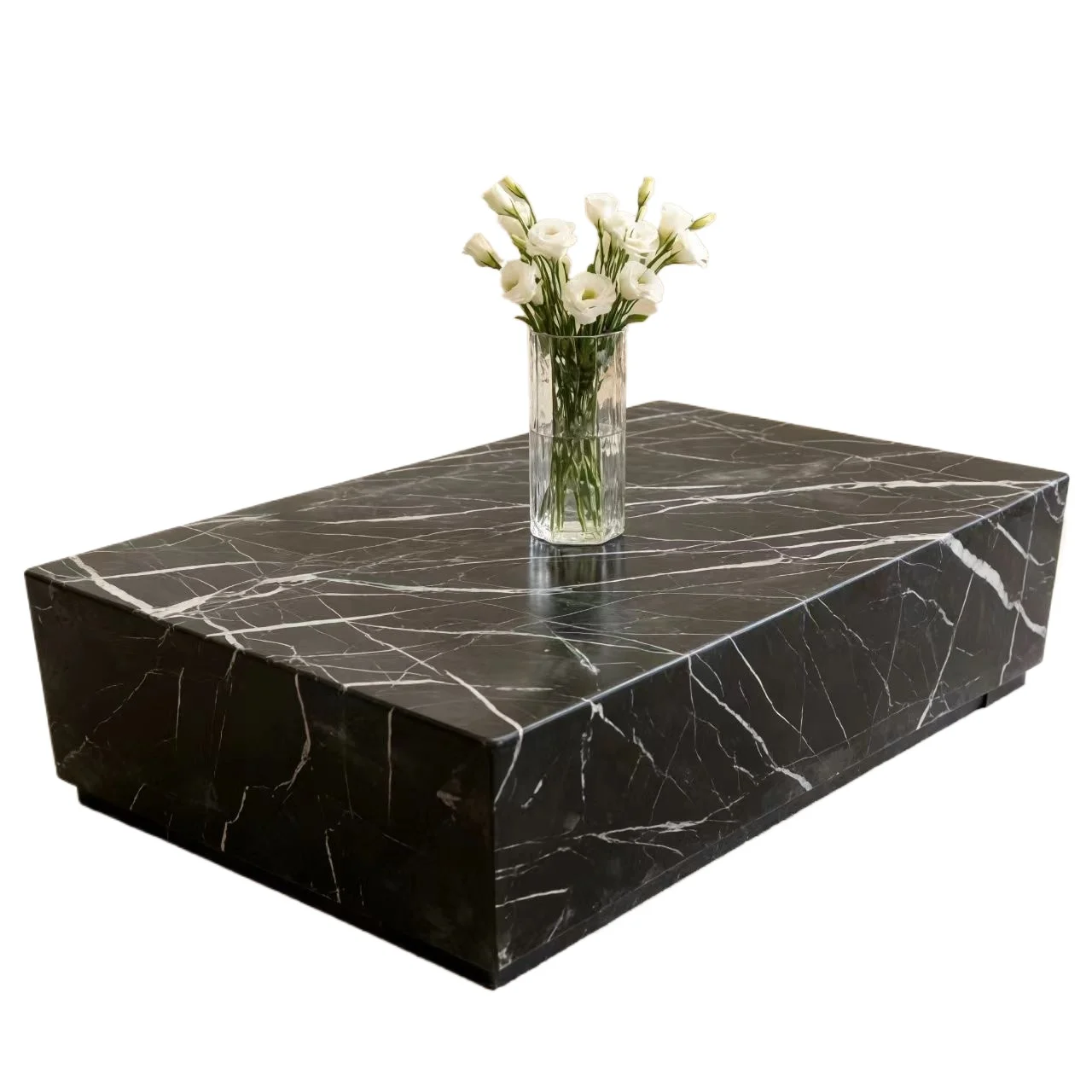Custom modern luxury natural stone black base marble coffee table for living room furniture and base center table
