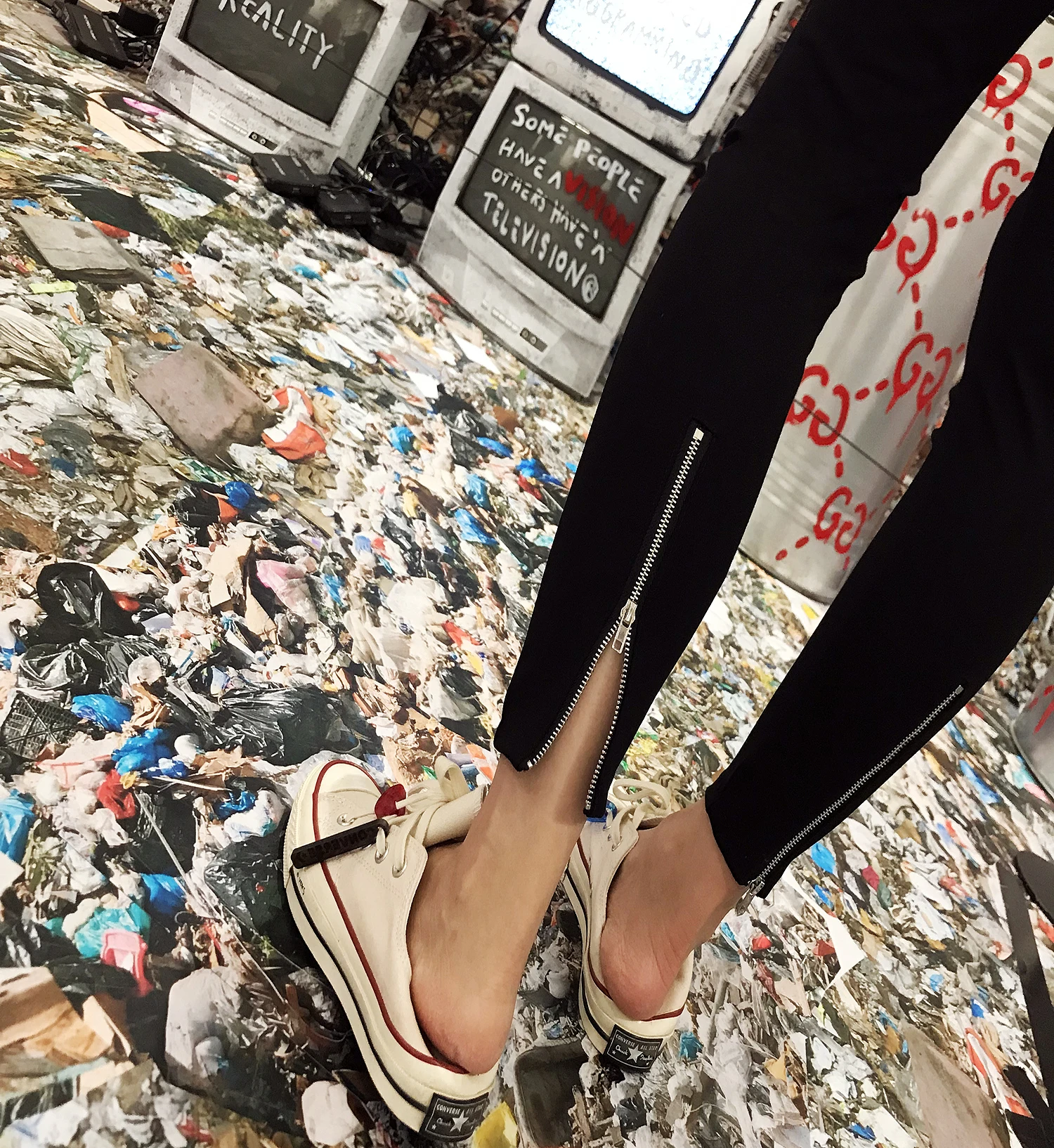 

High Waist Thin Fce Women's Leggings Bla Slimming Elastic Zipper Closure Spring Summer Outfit Casual Cotton Pants