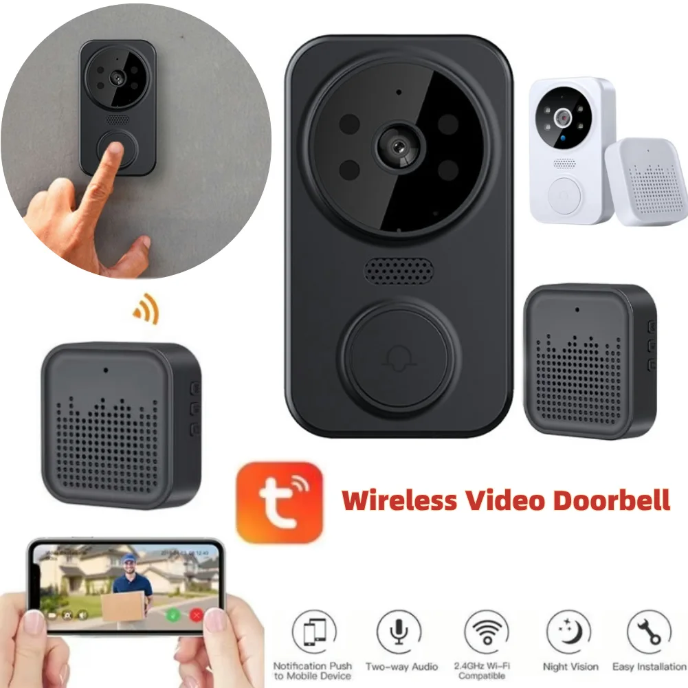 WiFi Smart Video Doorbell Camera Night Vision Wireless Visual Intercom Doorbell Intelligent Doorbell Indoor Outdoor Surveillance