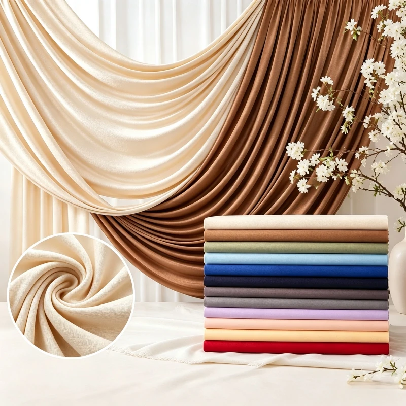 Soft Milk Silk Fabric 1/2/3M High Stretch 4 Way Elastic Spandex Textile for Wedding Ceremony Birthday Party Decor DIY Sewing