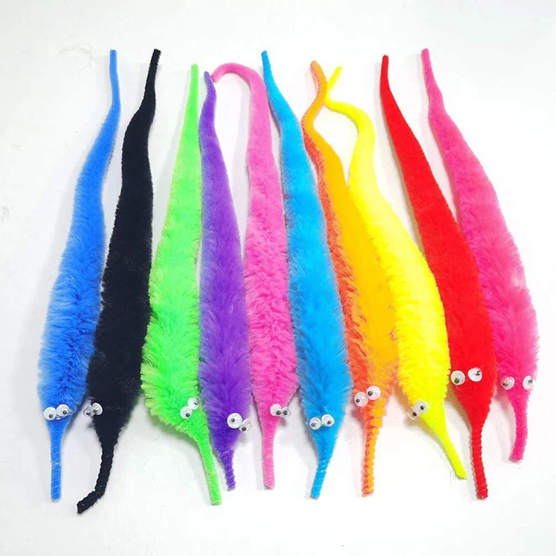 12Pcs Novelty Toys for Children Fuzzy Worm Magic Birthday Party Magic Caterpillar Show Props Kids Favorite Prize Prank Gifts