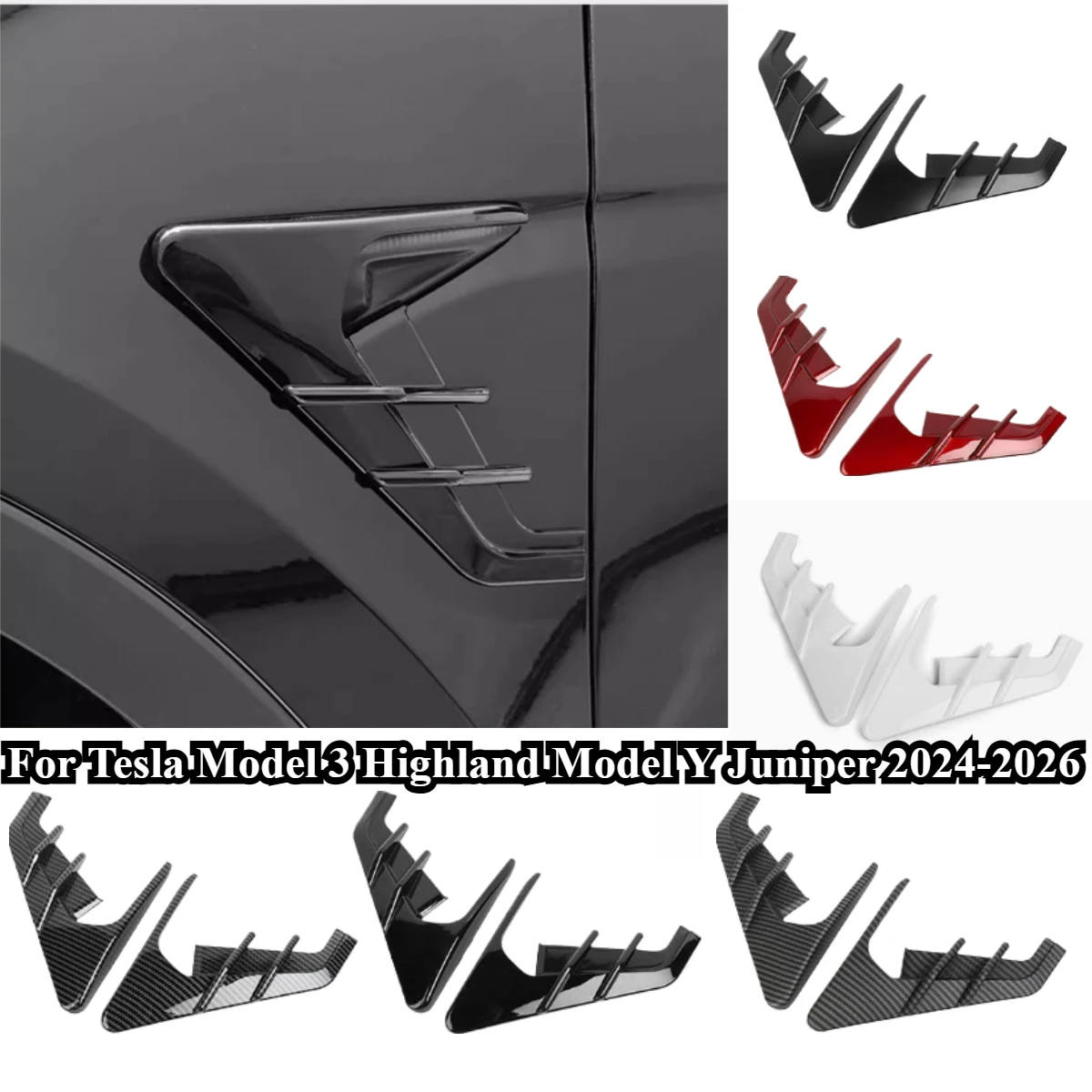 

2Pcs Side Camera Protection Cover Decorative ABS Sticker Kit For Tesla Model 3 Highland Model Y Juniper 2024-2026 Car Accessorie