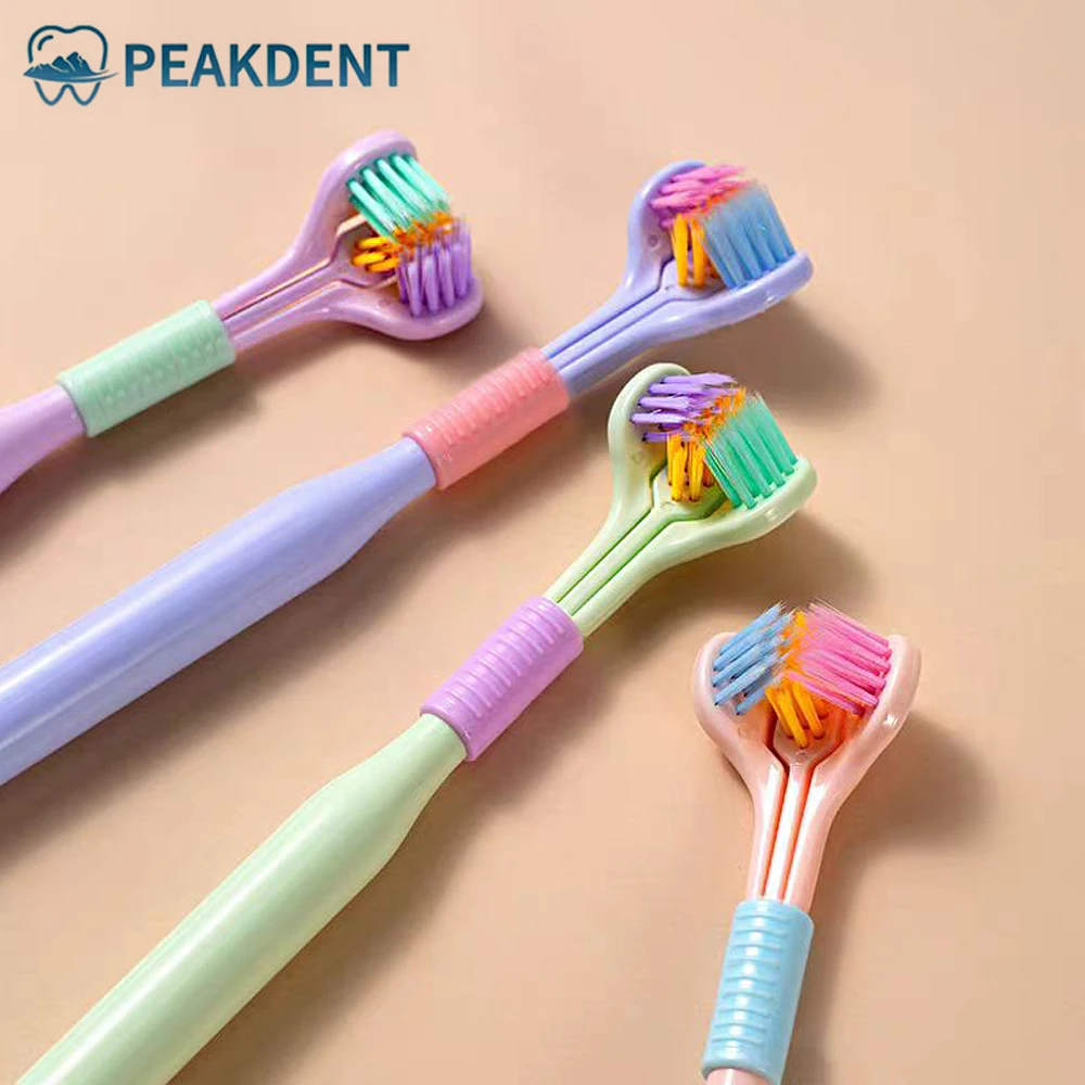 

3-Sided Toothbrush for Comprehensive Cleaning Ideal Angle Design Raised Tongue Coating Brush 1 Pack Soft Bristles for Ge
