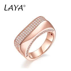 LAYA 925 sterling silver fashionable sparkling zircon rose gold ring, suitable for women's weddings, birthdays and, highjewelry