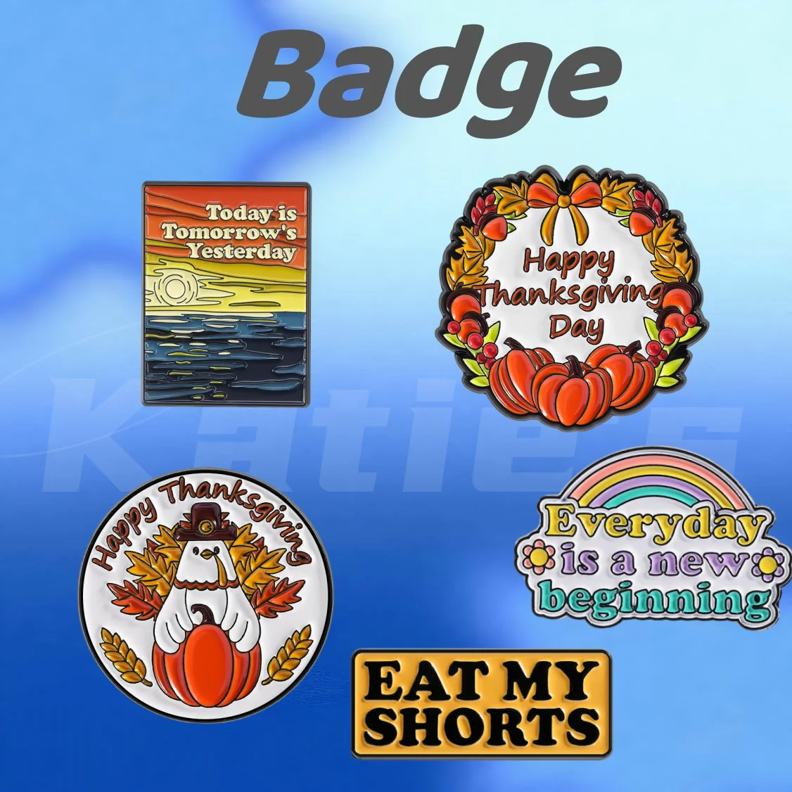 مضحك اليقطين شعار المينا دبوس الكرتون سعيد الشكر بروش معدني الملابس قبعة مجوهرات سبيكة شارة أصدقاء هدية بالجملة