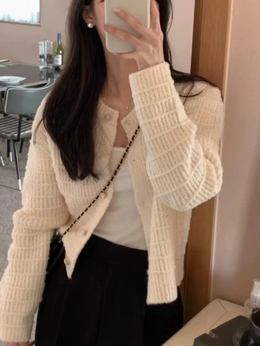 

Ele ort вязаный свитер, пальто, женский ранний осенний новый Sle кинозван, свободный модный топ, круглый, длинный свеч на одной пуговице