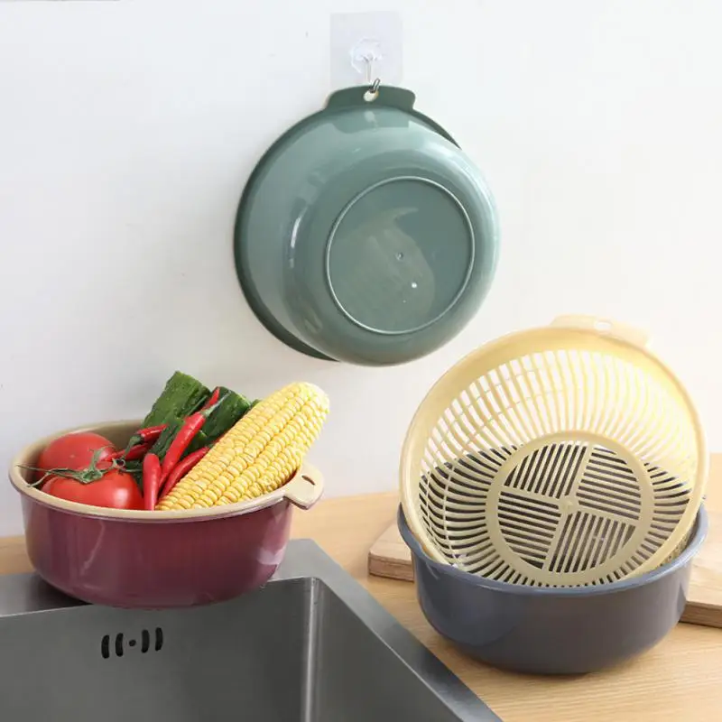 Double Drain Basket Bowl Washing Storage Basket Strainers Bowls Drainer Vegetable Cleaning Colander Kitchen Gadgets Tools 2023