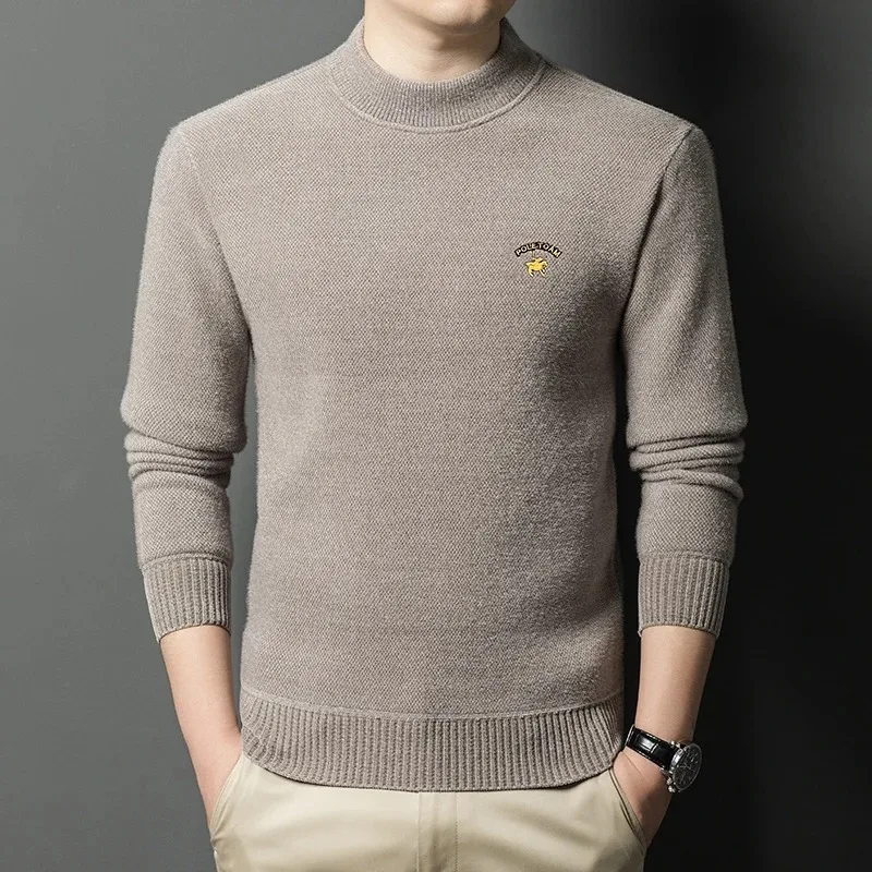

High end brand men's round neck long sleeve warm knit sweater winter fashion item pony exquisite embroidery Paul casual pullover
