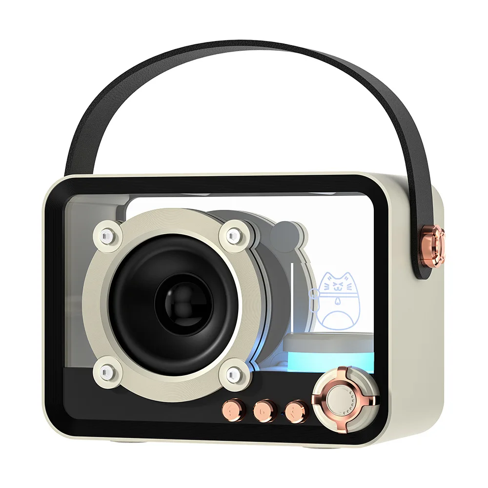 

Glass Transparent Bluetooth Speaker Mecha Style Simple RGB Atmosphere Light Speaker Home Decoration Bluetooth Speaker