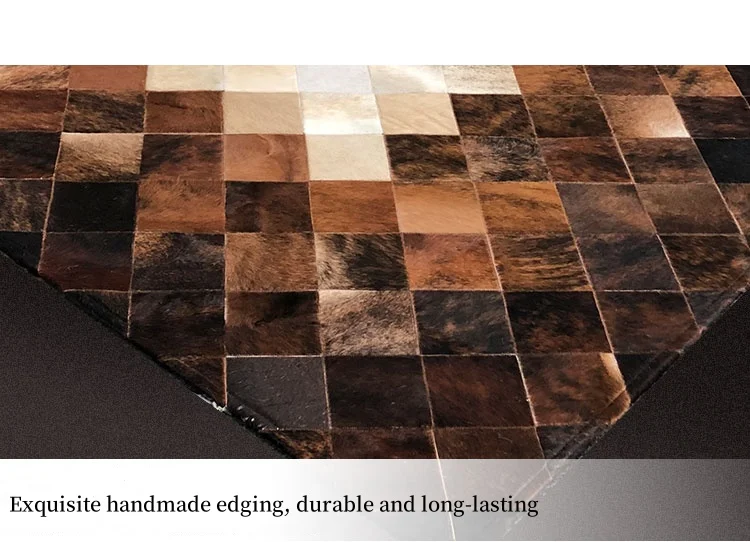 Genuine Cowhide Carpet Living Room Handmade Splicing Bedroom Rug Customizable Size Office Floor Mat Home Sofa Table Area Rugs