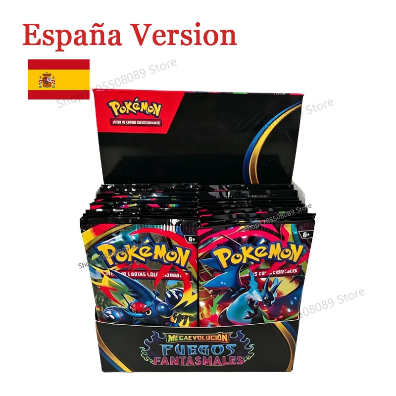 Spanish 360Pcs Pokemon TCG Mega Evolution Phantasmal Flames Classics Booster Box Pokemon Trade Card 36 Pack Box For Boys Gifts