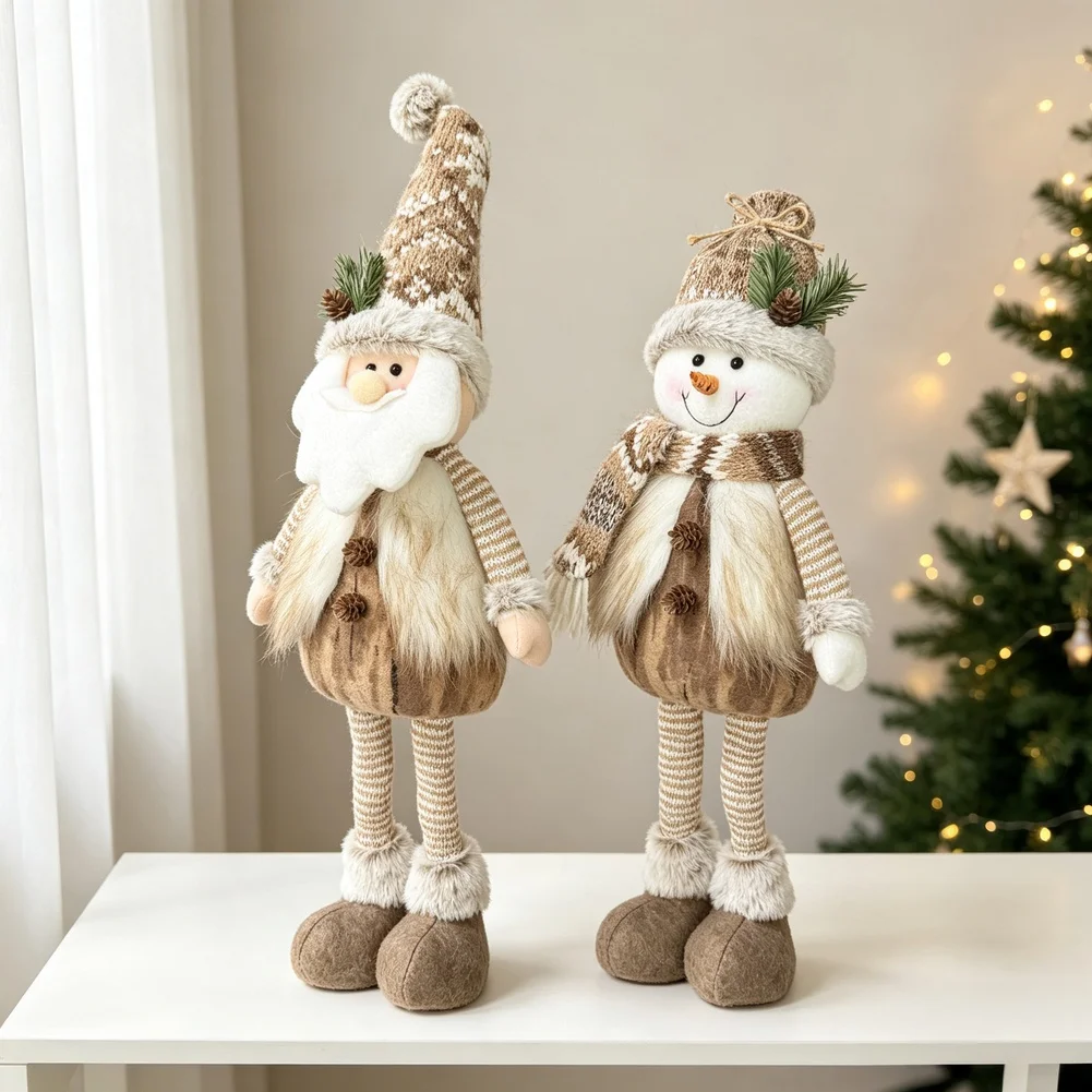 Stretchable Christmas Gnome Santa Snowman Reindeer Knit Plush Doll 18-60cm Adjustable Height Rustic Holiday Tree Ornament For Ho