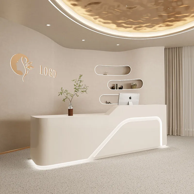 

French Cream Style Beauty Salon Bar Modern Minimalist Clothing Store Medical Beauty Clinic Reception Desk Office Furniture FYRD