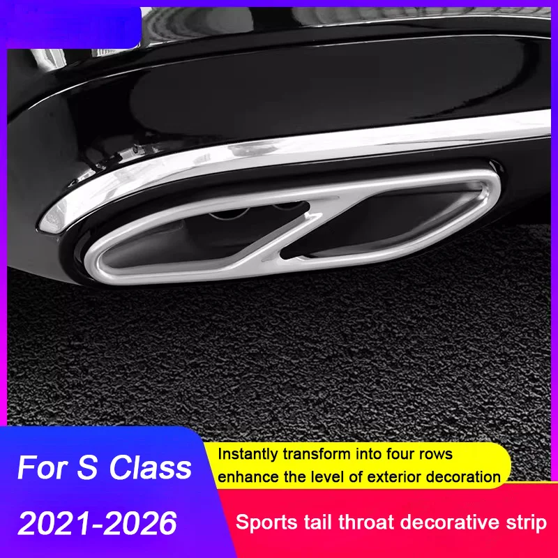 

For Mercedes-Benz S-Class W222 W223 2018-2021 2022 2023 2024 2025 Four Exhaust Tailpipe Exhaust Pipe Tail Trim Sticker Accessory