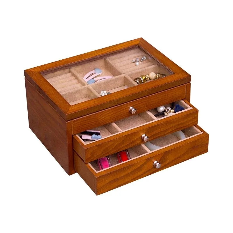 New Wood Jewelry Boxes Fashion Women Jewelry Organizer Box Earring Case Storage Ring Display Case